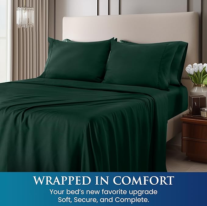 Utopia Bedding Queen Size 4 Piece Sheet Set - Brushed Microfiber - Soft Bed Sheets for Queen Size Bed Set - Includes 1 Fitted, 1 Flat, & 2 Pillow Cases - Deep Pocket (Emerald)
