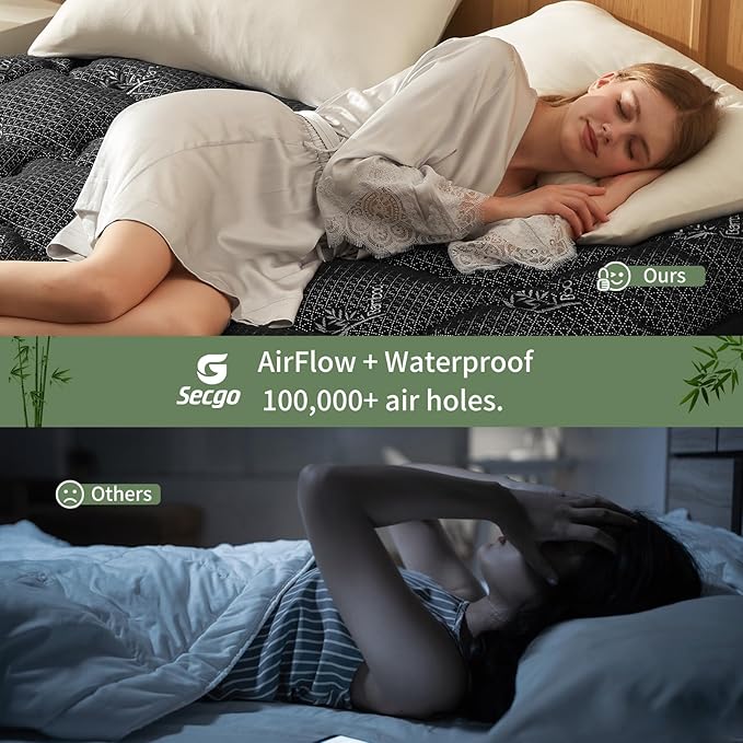 Premium 100% Waterproof Twin Mattress Topper, Breathable Mattress Pad, Rayon from Bambo Bed Protector, Deep Pocket Sheet Cover 8"-21"