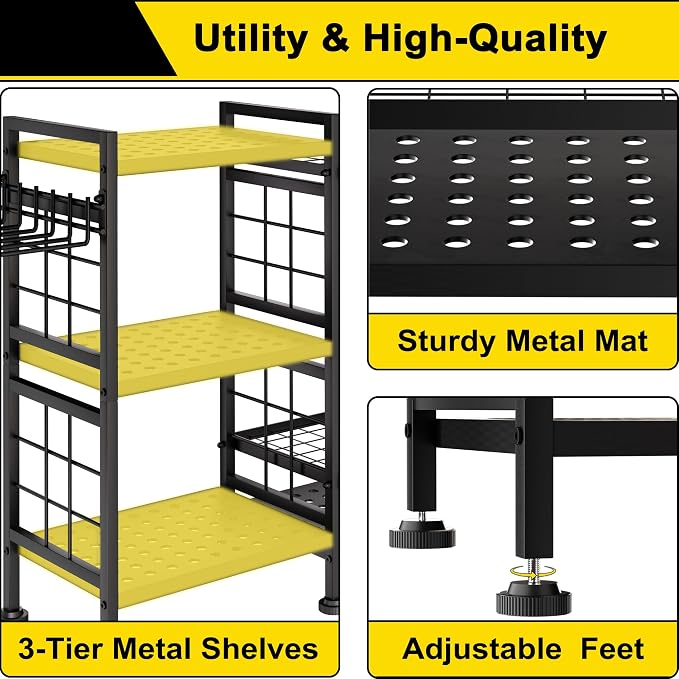 GIOTORENT 6 Tier Garden Tool Organizer, Garage Storage and Organization, Metal Yard Tools Storage Rack, Heavy Duty Garden Tool Organizer for Garage, Yard, Patio, Shed, Indoors and Outdoors, Black - Image 8