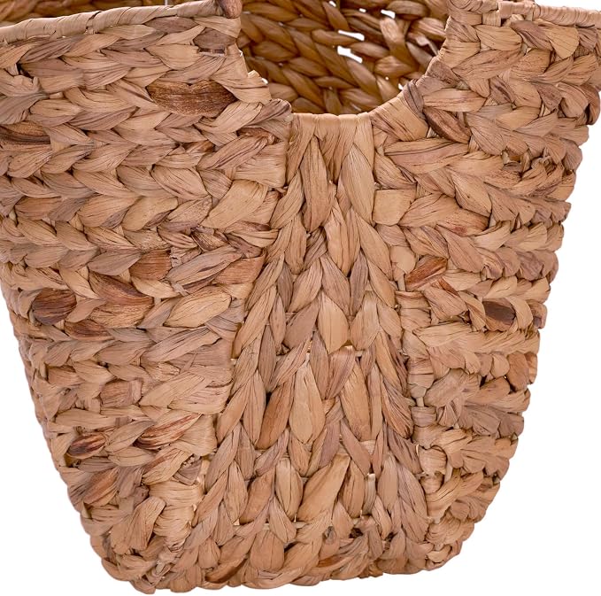 Household Essentials ML-4002 Tall Water Hyacinth Wicker Basket with Handles | Natural, Brown, Natural - Image 4