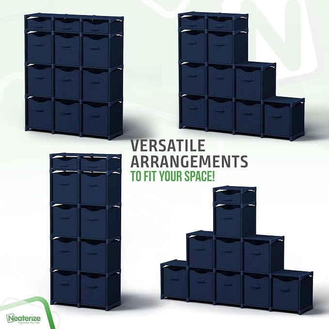 Cube Storage Organizer with Storage Bins Included - The Perfect Closet Organizers and Storage Solution. Includes 12 Storage Cubes, Great For Toy Storage, Closet Storage, Clothes Storage (Navy) - Image 5
