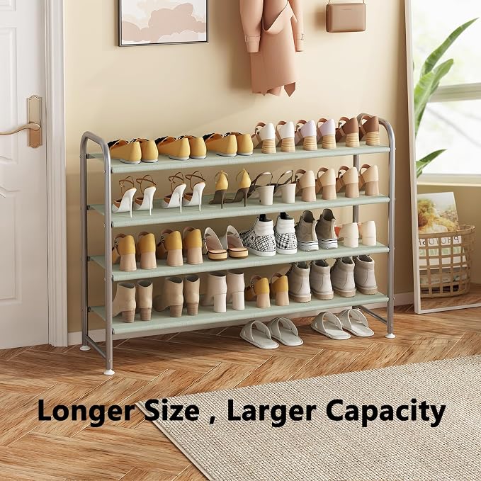 INGIORDAR Shoe Rack 4 Tier Long Storage Organizer Wide Metal Shoe Shelf for Closet Entryway Grey - Image 4