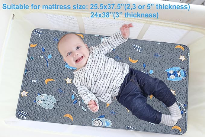 Quilted Pack n Play Sheet Fitted, Breathable Thick Pad for Pack and Play Mattress, Pack and Play Mattress Sheet fits Graco, Portable Mini Cribs, Play Yards, Padded Playpen Protector Cover