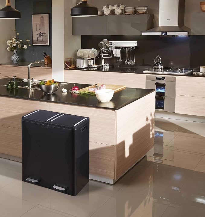 Step N' Sort The 18.5 Gallon Extra Large Capacity, Soft-Step, Dual Trash and Recycling Bin with Removable Inner Bins - Image 5