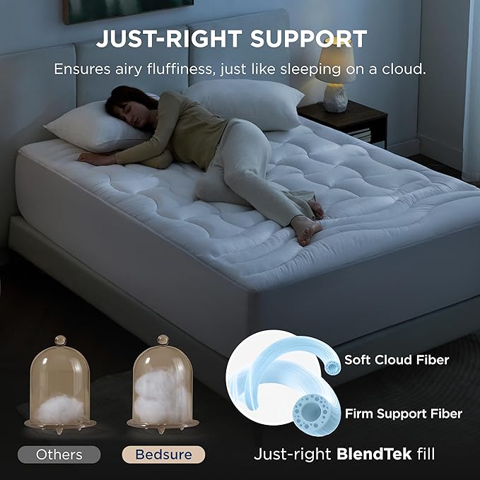 Bedsure Twin Mattress Protector Waterproof - Quilted Fitted Waterproof Mattress Pad Topper with 8-21 Inches Deep Pocket, Noiseless Bed Cover Padded, Machine Washable,White, 39x75 Inches