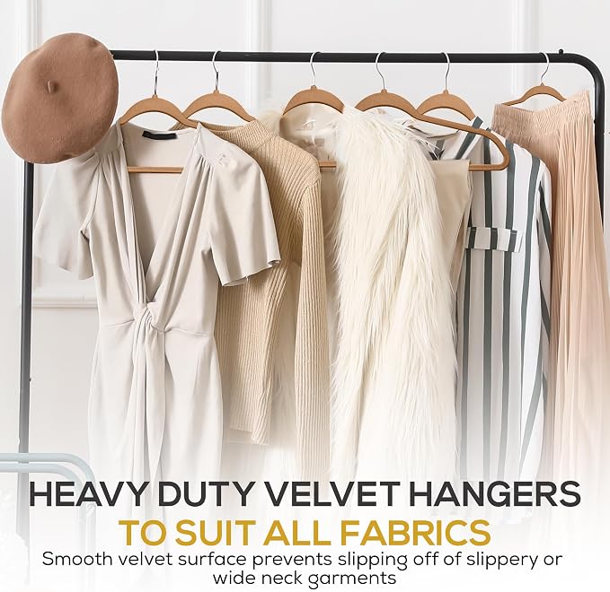 Techzoo 50 Pack New Premium Quality Velvet Hangers Ultra Thin Non Slip Adult Felt Space Saving Hangers for Closet Heavy Duty Coat Pants Jackets Dress Hangers 360° Swivel Hook Hold Upto 10 lbs Bronze - Image 7