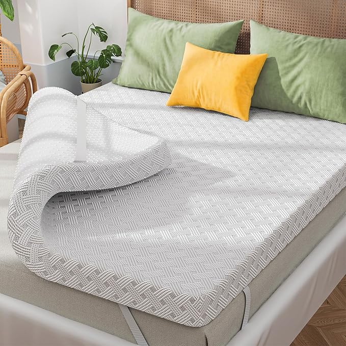Twin Mattress Topper,Gel Memory Foam Mattress Topper 3 inch Twin Size Bed Topper,High Density Mattress Pad,Bamboo Rayon Soft Cover Removable,Non-Slip Double Zipper,Elastic Straps Fits 21"
