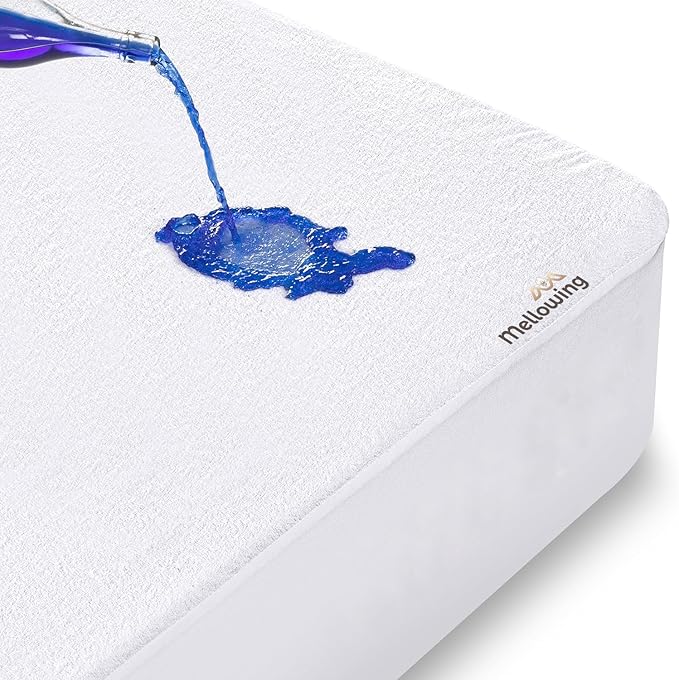 100% Terry Cotton Split Top Cal king 34" Mattress Protector for Adjustable Bed- Flex Mattress Cover Ultra Soft Durable Waterproof Breathable Machine Washable Fitted Sheet Fits up to 18''Deep Pocket