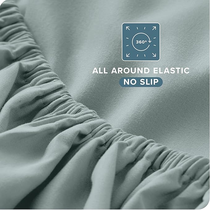 Bare Home Queen Sheet Set - 1800 Ultra-Soft Microfiber Queen Bed Sheets - Double Brushed - Deep Pockets - Easy Fit - 4 Piece Set - Bedding Sheets & Pillowcases (Queen, Sea Spray)