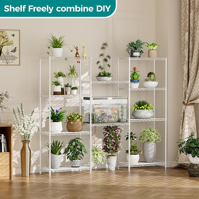 SINGAYE Shelf Wire Shelving Adjustable Storage Shelves Rack Standing Units for Kitchen Closet Laundry Bathroom Organizers Metal Pantry Narrow Mesh Gaps 12" D x 22" W x 59" H White - Image 5