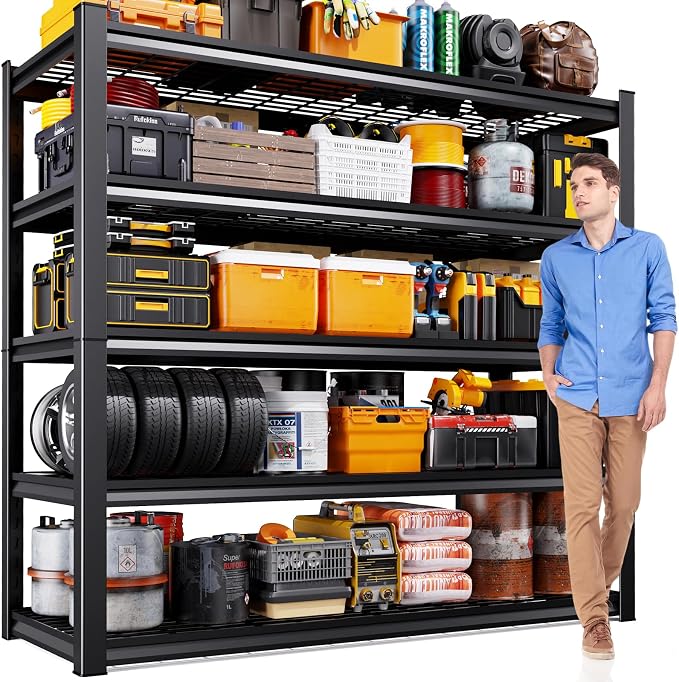 72" H Heavy Duty Garage Shelving 5-Tier Storage Shelves, Adjustable Metal Shelving Unit, Utility Garage Organizer Shelf for Basement, Pantry, Warehouse, Supermarket, 59" W x 19.7" D x 72" H by Unknown