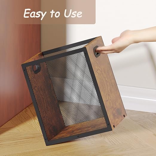Small Trash Can, Retro Garbage Can With Handle, Iron and Wood Combination Office Trash Can, Industrial Style Design Wastebasket Bin for Bathroom, Laundry Room, Kitchen, Office, Dorm(2.2 Gallon) - Image 6