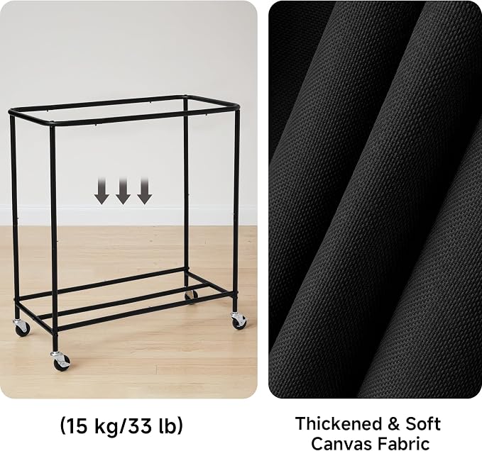 StorageWorks 3 Section Laundry Hamper, Rolling Laundry Cart with Wheels and Handles, Laundry Room Double Sorter for Organizer and Storage, 31.7 Gal(120L), Black - Image 5