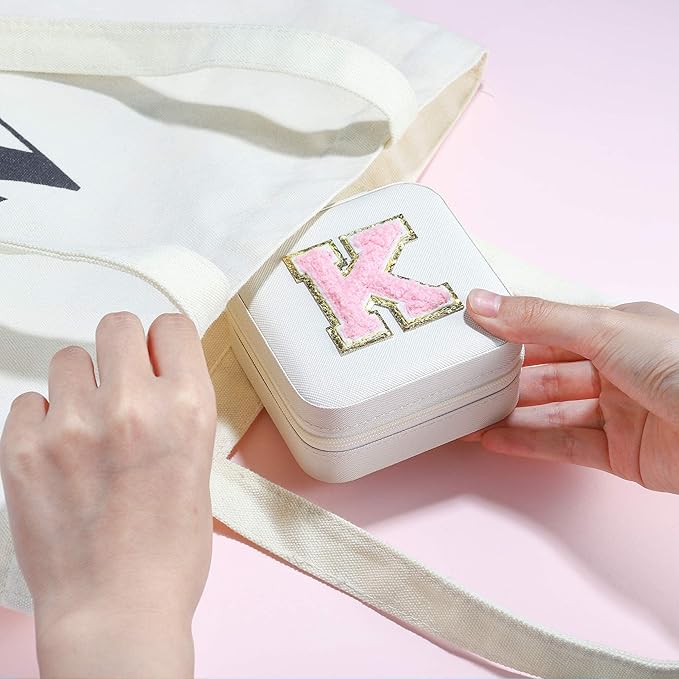 Parima Mom Gifts - Gifts for Women, Personalized Jewelry Case Jewelry Boxes for Women Birthday Gift for Mother Travel Gift for Her Mothers Day - Letter K, White - Image 5