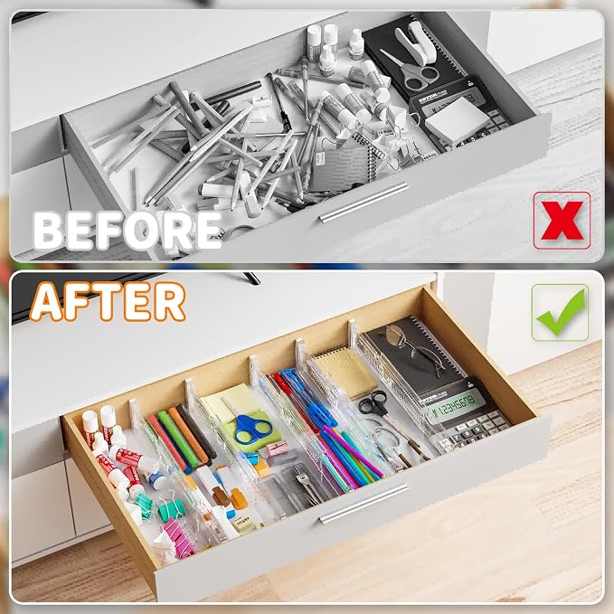 Yieach 8 Pack Clear Expandable Deep Drawer Separators From 15 to 21'' - 3.2 Inch Tall Acrylic Drawer Dividers for Clothes,Dresser Drawer Dividers for Dresser,Baby Nursery,Clothing,Sock or Underwear - Image 6