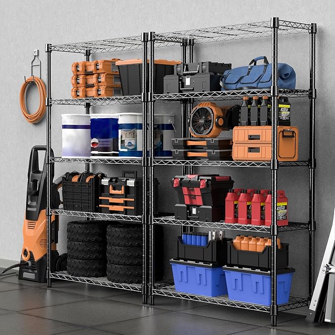M MZG 1250 lbs Storage Shelving Utility Shelving Unit 5-Tier Utility Shelving Unit Steel Organizer Wire Rack for Home,Kitchen,Office (13.7" D x 23.6" W x 62.4" H) - Image 7