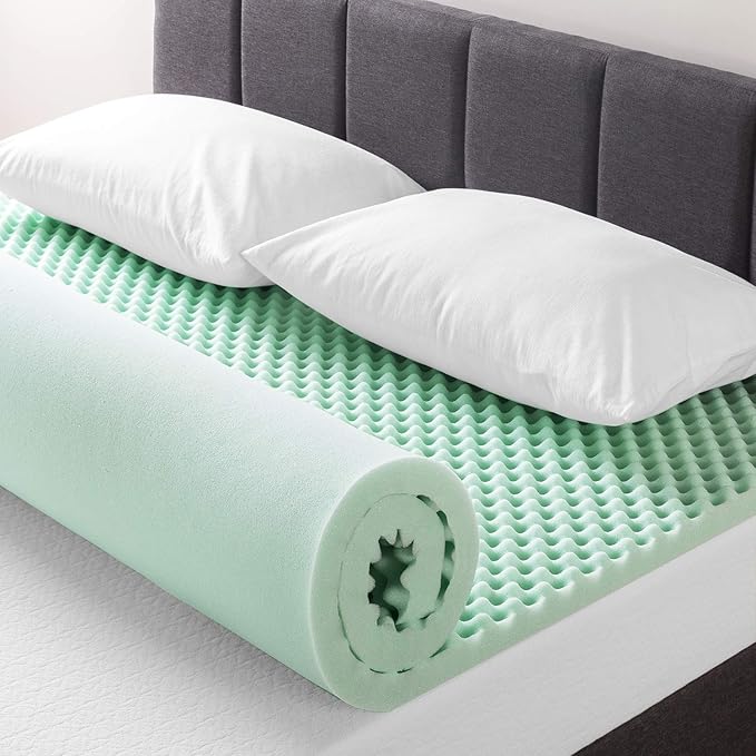 Best Price Mattress 2 Inch Egg Crate Memory Foam Mattress Topper with Calming Aloe Infusion, CertiPUR-US Certified, Full, Green