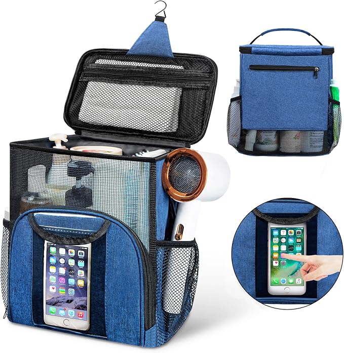 Attmu Mesh Shower Caddy Portable Dorm Tote Bag, Quick Dry Hanging Toiletry Bag, Large Capacity Shower Bag for College Dorm Room Essentials for Boys and Girls for Bath Camping (Blue) by Attmu