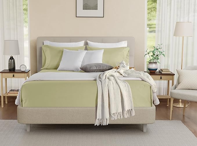 100% Cotton Sheets California King Size Sheets Set, CalKing Sheet Set, 800 Thread Count Sateen Weave Luxury Hotel Sheets, Naturally Cool Long Staple Egyptian Cotton, No Pilling & Shrink - Seafoam