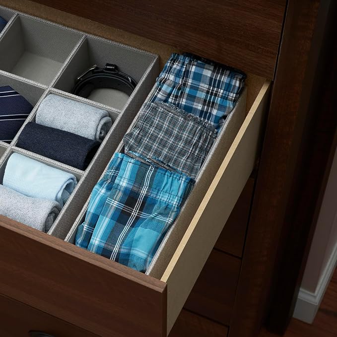 Household Essentials Grey 725-1 Deep Drawer Organizer Box for Storage | 12 in x 4 in x 3.13, Silver - Image 2
