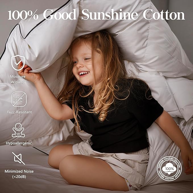 Feather Down Comforter King Size,Premium Ultra-Soft Breathable Comforter High Fill Power Grey Duvet Insert,All Season Hotel Bedding Comforters (Ivory White/All Season, King (U.S. Standard))
