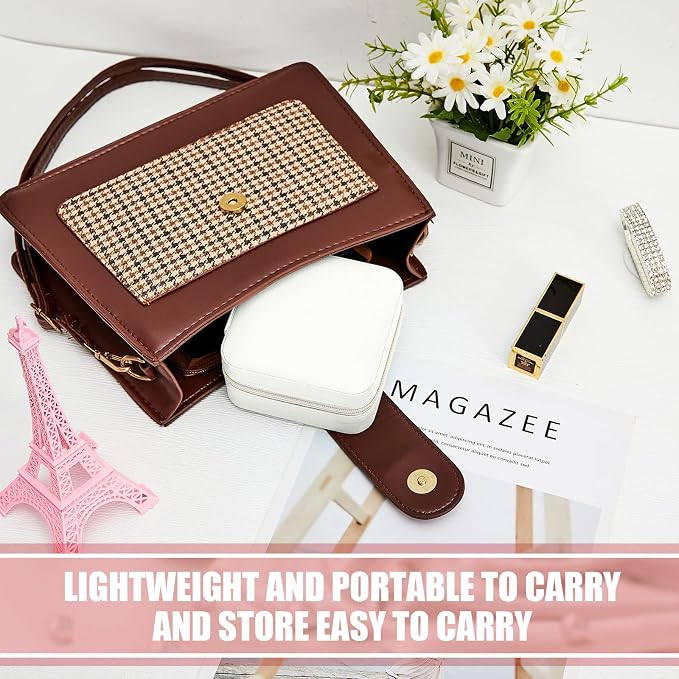 Taiyin Travel Jewelry Case, Bridesmaid Gifts Mini Jewelry Organizer, PU Leather Portable Earring Box for Women Girls - Image 3