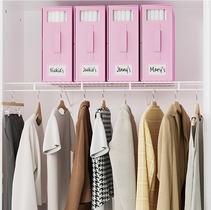 SheetCube Bed Sheet Organizers and Storage 6 Pack, Foldable Linen Closet Organizer with Window and Label, Bedding Folder Storage Box Container for Blanket, Duvet Cover Set, Bed Sheet Set - Pink - Image 5