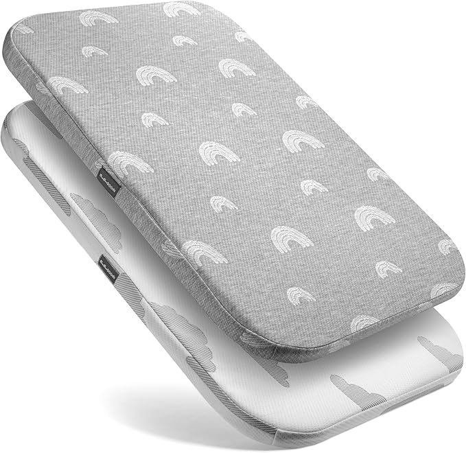 Baby Bassinet Mattress Topper, Waterproof Replacement Pad with Removable & Washable Mattress Covers (for RONBEI Baby Bedside Sleeper)