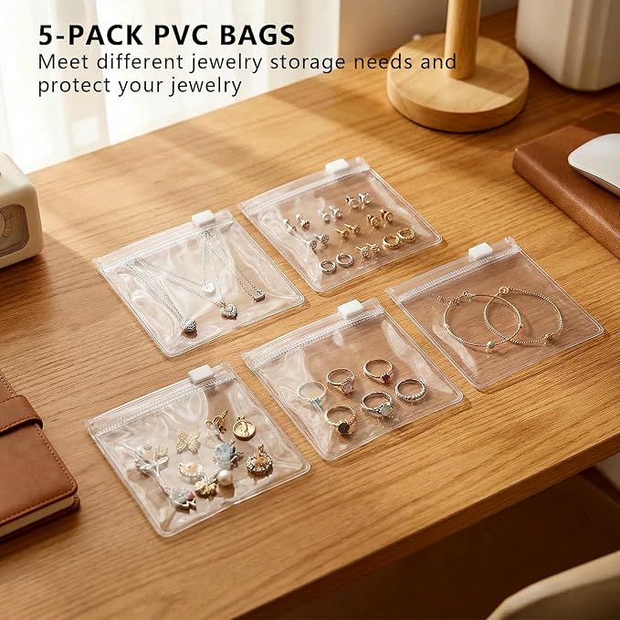 Small Jewelry Travel Organizer - 6 Layer Soft Jewelry Pouch for Bracelets, Necklaces & Rings, Pefect Gift for Mother's Day - Image 4