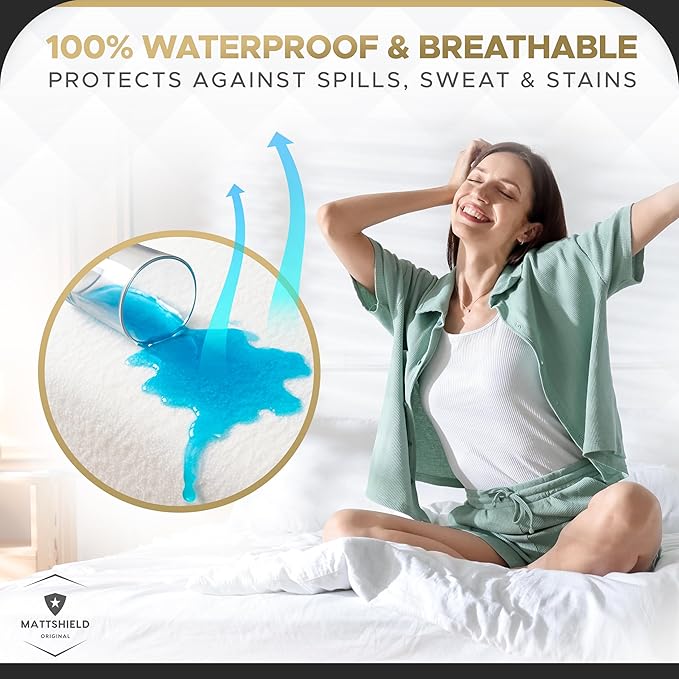 MATTSHIELD Maximum 3-Piece Kit - Waterproof Organic Cotton Terry Mattress Protector Full + 2 Pillow Protectors - Fitted with Stretchable Pockets - Skin-Friendly, Breathable Mattress Cover