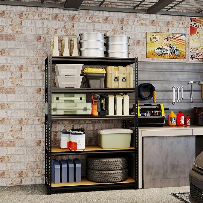 Garage Shelving, 2400 LBS Metal Storage Shelves, 12" x 28'' x 60'' Heavy Duty Shelf, Adjustable Shelving Rack, Standing Shelf Units, Shelves for Garage Storage - Image 9