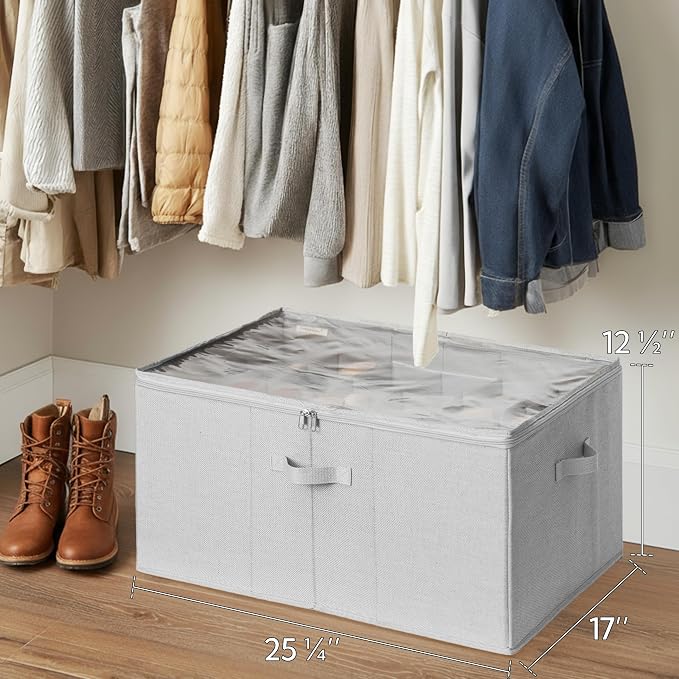 StorageWorks Shoe Organizer for Closet, Fits up to 24 Pairs, Shoe Cubby Storage Containers with Adjustable Dividers and Clear Cover, Grey - Image 7
