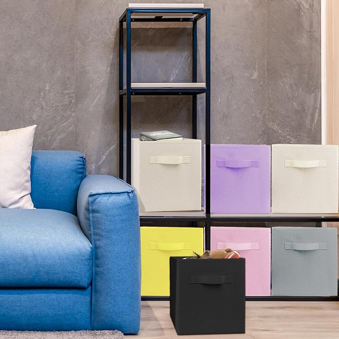 3 Pcs Storage Cubes, 10.5 Inch Collapsible Storage Bins, Fabric Foldable Bins for Organization, Durable Storage Bins for Closet, Shelves, Offices (Light Purple) - Image 7