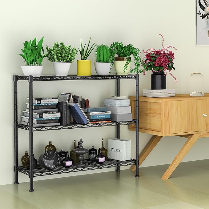 Soywey 3-Shelf Adjustable Heavy Duty Storage Shelves,36" Wx14 Dx35.8 H Metal Organizer Wire Rack for Laundry Bathroom Kitchen Pantry Closet Garage Shelving Black - Image 4