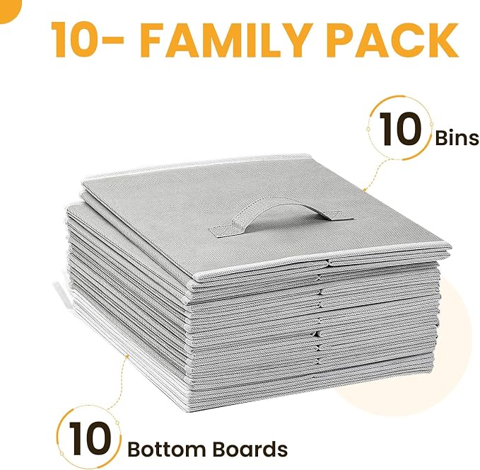 Criusia Large Storage Cubes, 13x13 Cube Storage Bins (Set of 10), Fabric Collapsible Storage Bins with Dual Handles, Foldable Cube Baskets for Shelf, Closet Organizers and Storage Box (Grey) - Image 8