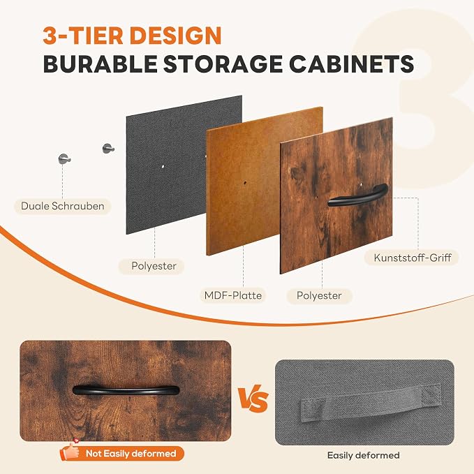 Sweetcrispy 7 Drawer Dresser with Fabric Bins Fabric Storage Tower Organizer for Bedroom Closet Hallway Entryway Tall Chest of Drawers with Steel Frame Wood Top Easy Pull Handles,Rustic Brown - Image 6