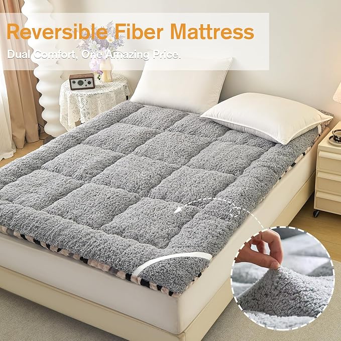 Full Mattress Pad 54 x 75 inches, Warm Thicken Velvet Mattress Protector Breathable and Comfortable with 4 Elastic Band, Deep Pocket Stretchable up to 15 inches Washable, Brown Leopard
