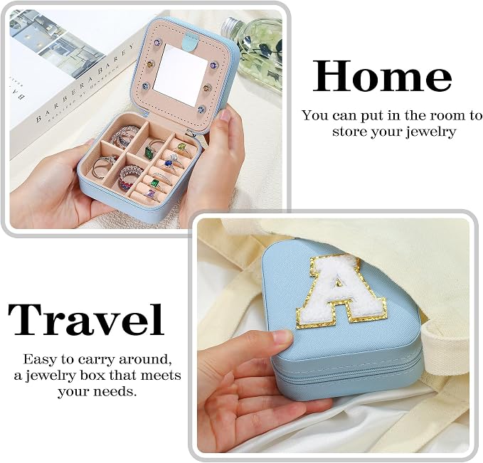 Parima Christmas Gifts List 2025 Ideas - Personalized Initial Travel Jewelry Case, 4 5 6 7 8 9 10 11 12 Year Old Girl Birthday Gifts Christmas Gifts for Daughter Granddaughter - Letter G, Sky Blue - Image 4