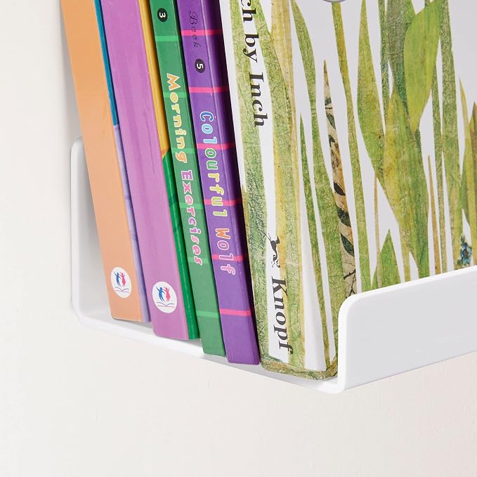 upsimples Acrylic Shelves for Wall Decor, 15" Display Shelf Perfume Organizer for Bathroom, Bedroom, Living Room, Floating Bookshelves for Kids, White, 4 Pack | for Kids, Display Shelf, Organizer, for Bathroom, Bedroom, Living Room Decor - Image 4