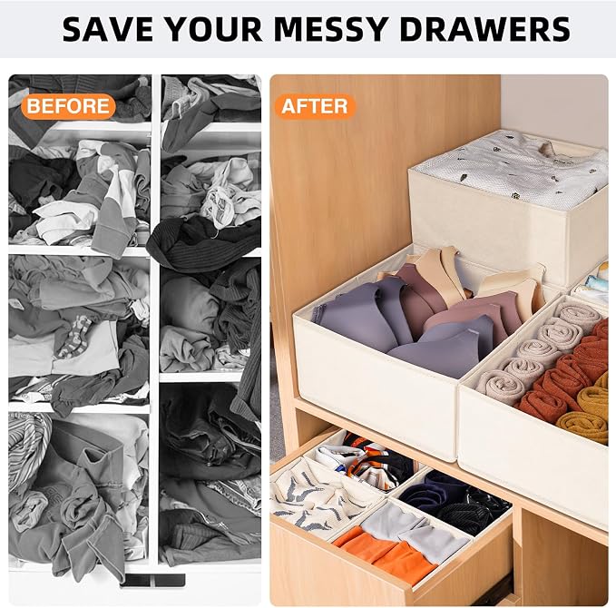 【FAMILY PACK】Drawer Organizer Clothes, 20 Pack Dresser Organizer Bins for Baby Clothes - Underwear Bra Sock Organizer - Fabric Closet Organization and Storage Dividers for Nursery Bedroom Dorm - Image 6