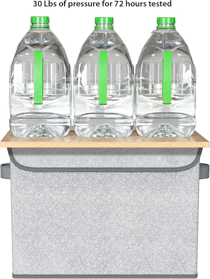 Univivi Storage Bins with Lids [4-Pack] Large Collapsible Stackable Fabric Storage Boxes with Lids, Decorative Closet Organizers and Storage for Clothes, Office, Bedroom (Gray, 17“ x 12” x 12") - Image 3