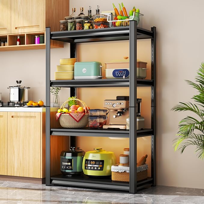 Storage Shelves, Garage Metal Shelving Unit, Adjustable, Double-Layer Column with Reinforced Ribs, Heavy-Duty, Capable of Bearing 2400 lbs, Suitable for Garage, Warehouse, Kitchen Storage - Image 6