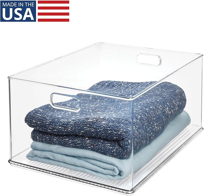 iDesign Recycled Plastic Stackable Storage Bin with Handles - Clear - Image 2