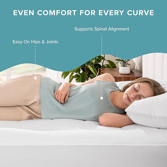 Bare Home Twin Size Mattress Cover with Breathable Cotton Top and Down Alternative Fill - Machine Washable