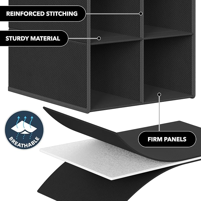 Simple Houseware 20 Section Shelves Hanging Shoes Organizer Holder for Closet, Black - Image 5