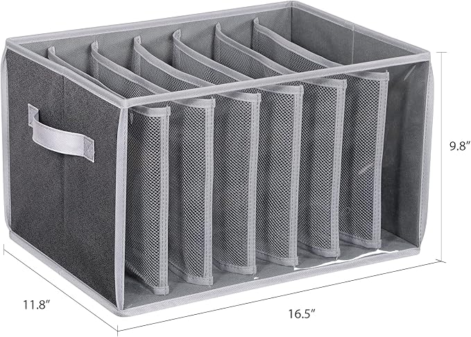 Zilink Upgraded Wardrobe Clothes Organizer with Support Board Clear Pant Organizer for Closet with 7 Grids Jeans Storage Organizer for Closet for Jean Pant Sweater Legging T-Shirt, 6 Pack - Image 2