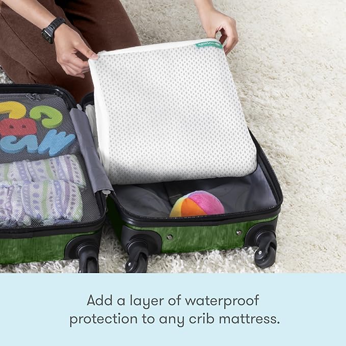 Newton Baby Essential Waterproof Crib Mattress Pad | Ultra-Breathable Layer for Comfort & Universal Fitted Skirt for Secure Fit | Machine Washable | Crib Mattress Protector Pad Waterproof, 1 Pack