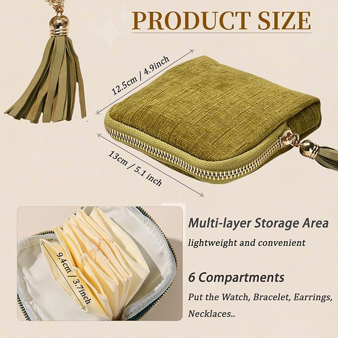 Travel Jewelry Organizer Bag Small Jewelry Holder Case with Tassel Zipper for Vacation Business Trip, Velvet Necklace Earrings Bangles Storage Box for Women Girls - Image 2