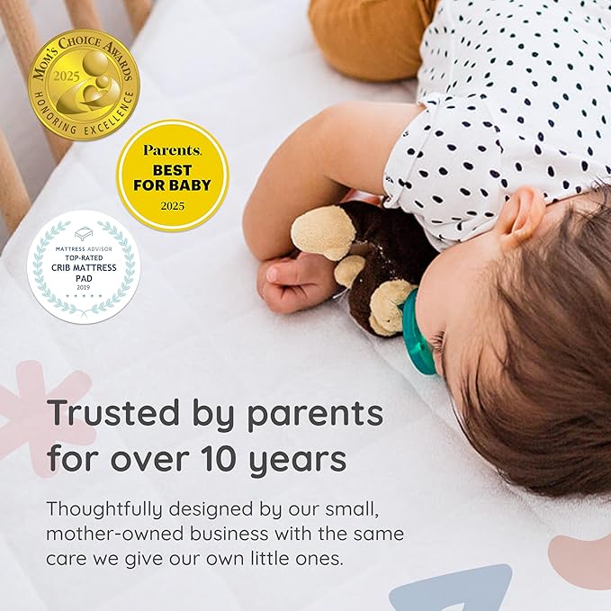 Margaux & May Crib Mattress Protector – 100% Waterproof Baby Crib Mattress Protector Pad, Highly Absorbent Quilted Cover, Oeko-TEX® Certified, Noiseless, Fitted 28" x 52" Standard Crib Fit