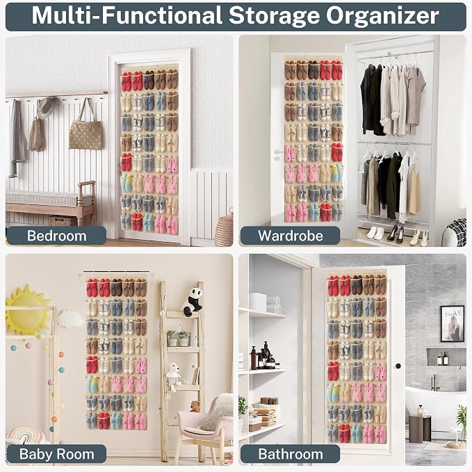 40-Pocket Over the Door Shoe Organizer - Large Mesh Pocket Hanging Shoe Organizer,Behind the Door Shoes Storage Holder Hanger - Image 7